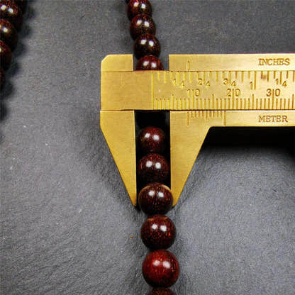9mm Dalbergia Wood Huanghuali Mala,92cm - Tibetan Buddhist mala beads, size reference