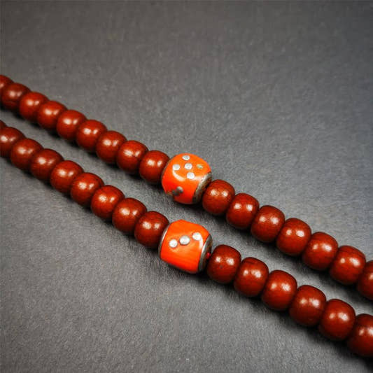 1 Pair of Plastic Dice Beads 0.47" - Tibetan Buddhist art, front view