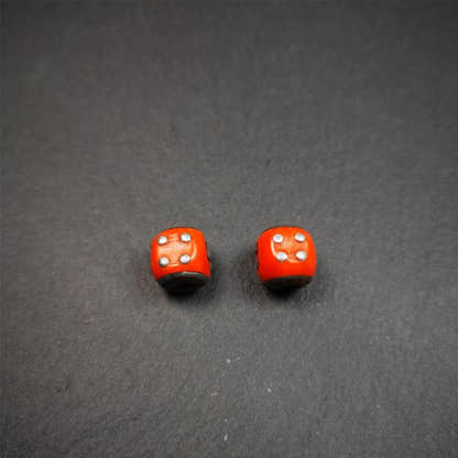 1 Pair of Plastic Dice Beads 0.47" - Tibetan Buddhist art, view 7