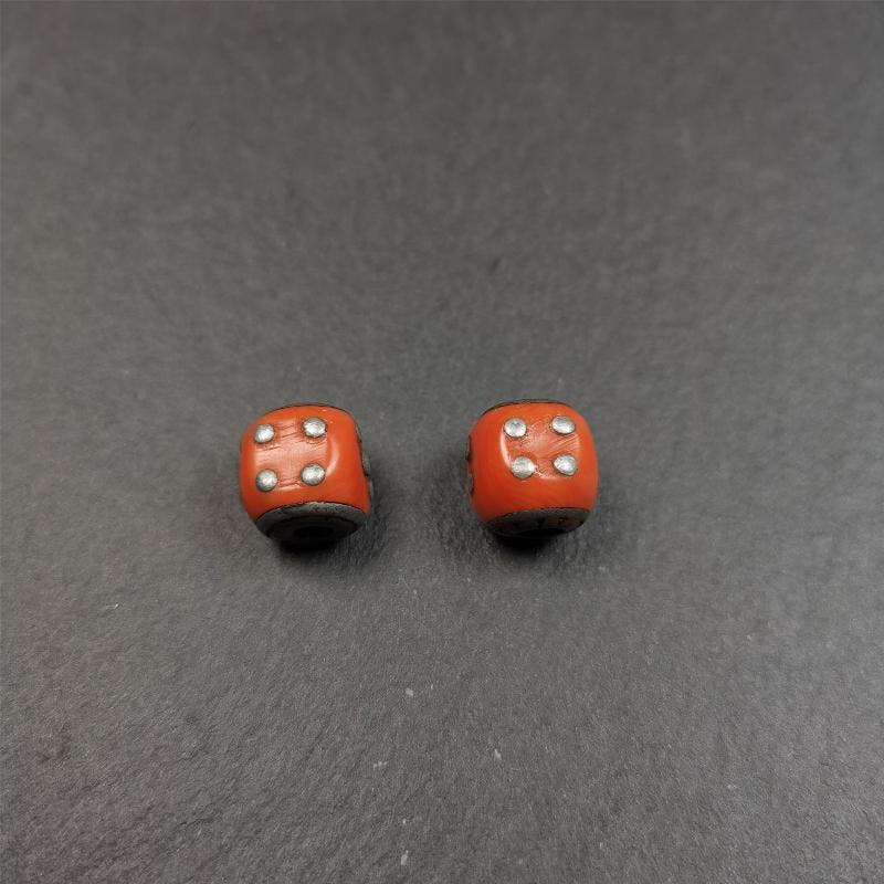 1 Pair of Plastic Dice Beads 0.47" - Tibetan Buddhist art, view 8