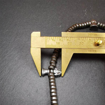 0.2" Cold Iron Mala,15" - Tibetan Buddhist mala beads, view 12