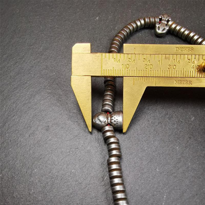 0.2" Cold Iron Mala,15" - Tibetan Buddhist mala beads, view 13
