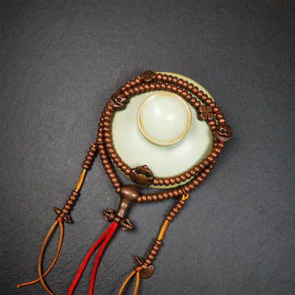 0.2" Copper Mala,18" - Tibetan Buddhist mala beads, view 5