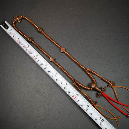 0.2" Copper Mala,18" - Tibetan Buddhist mala beads, view 8