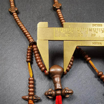 0.2" Copper Mala,18" - Tibetan Buddhist mala beads, view 13