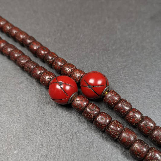 1 Pair of Tibetan Plastic Spacer Beads 0.6" - Tibetan Buddhist art, front view