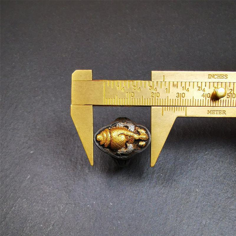 Gold Shankha Conch Ring 0.87" - Tibetan Buddhist art, view 10