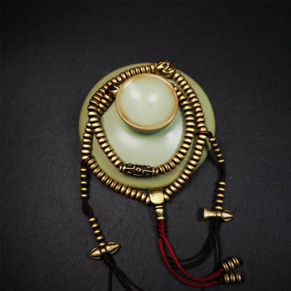 0.2" Lima Brass Mala,15" - Tibetan Buddhist mala beads, view 5
