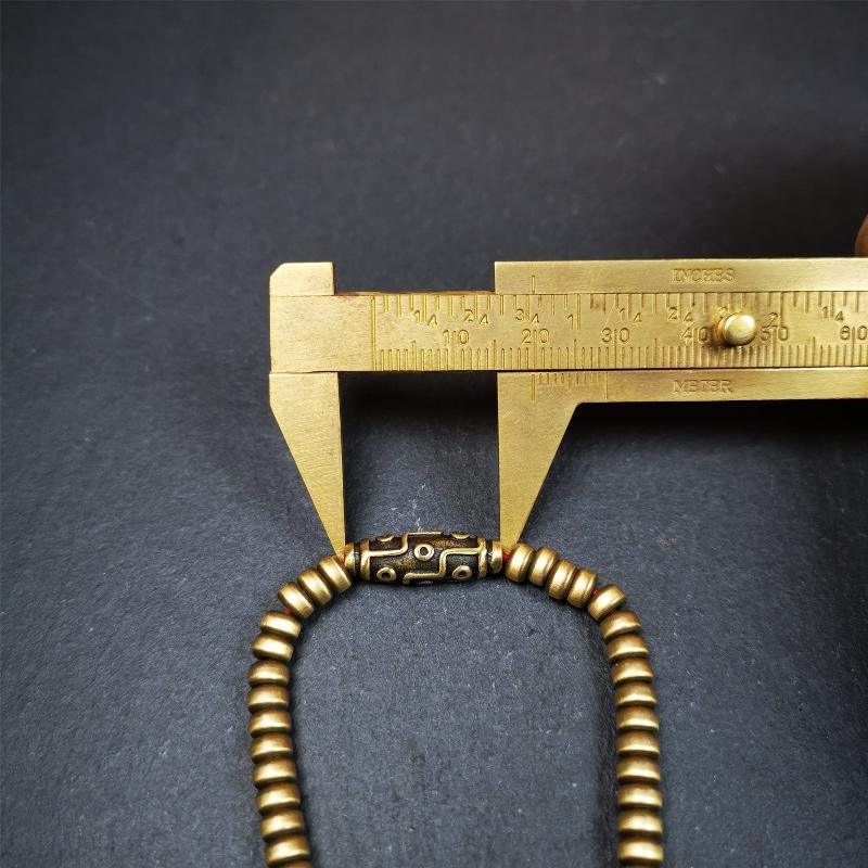 0.2" Lima Brass Mala,15" - Tibetan Buddhist mala beads, view 8