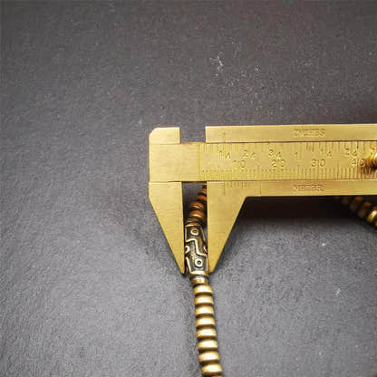 0.2" Lima Brass Mala,15" - Tibetan Buddhist mala beads, view 9
