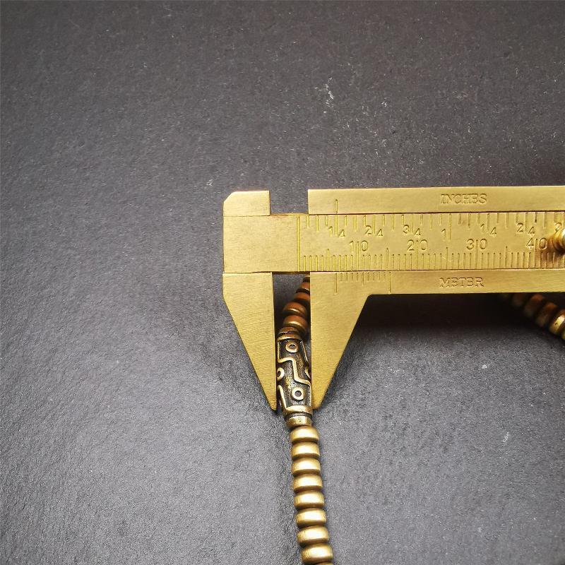 0.2" Lima Brass Mala,15" - Tibetan Buddhist mala beads, view 9