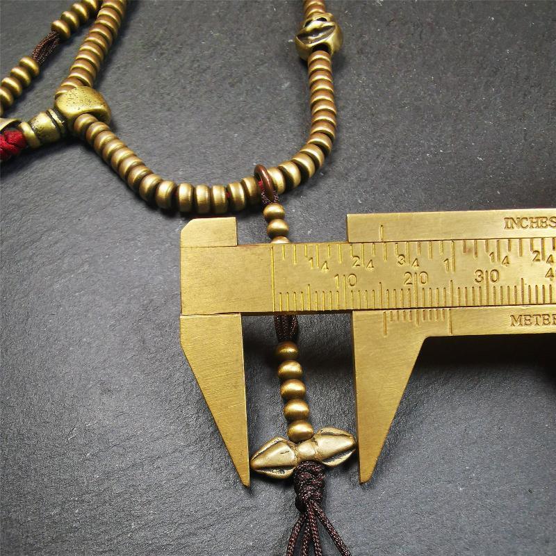 0.2" Lima Brass Mala,15" - Tibetan Buddhist mala beads, view 13