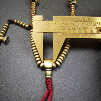 0.2" Lima Brass Mala,15" - Tibetan Buddhist mala beads, view 14