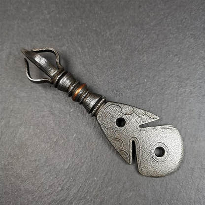 Round Kartika Knife 4.0" - Tibetan Buddhist art, detailed view