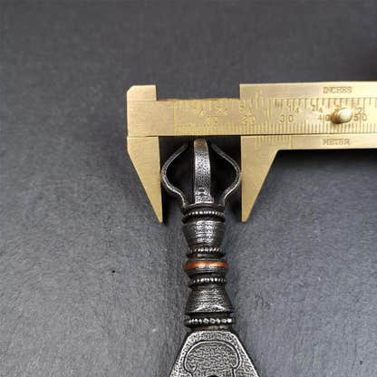 Round Kartika Knife 4.0" - Tibetan Buddhist art, size reference