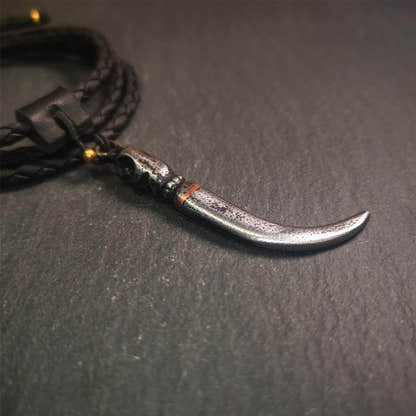 Skull Wolf Tooth Amulet 2.16" - Tibetan Buddhist amulet, view 4