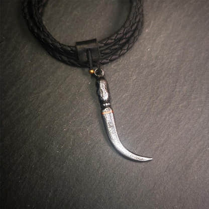 Skull Wolf Tooth Amulet 2.16" - Tibetan Buddhist amulet, view 6