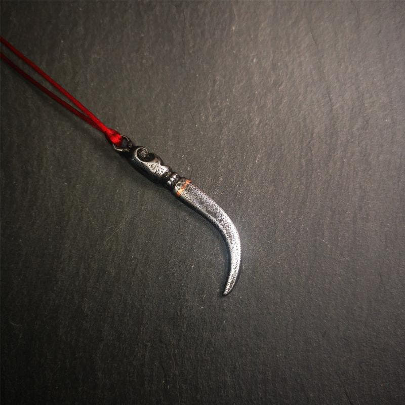 Skull Wolf Tooth Amulet 2.16" - Tibetan Buddhist amulet, view 7
