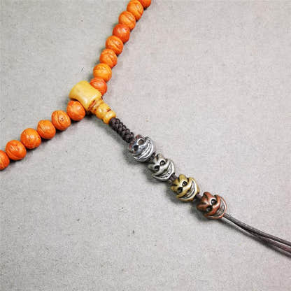 Skull Citipati Beads 0.47" - Tibetan Buddhist art, detailed view