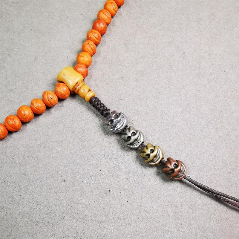 Skull Citipati Beads 0.47" - Tibetan Buddhist art, detailed view
