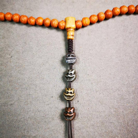 Skull Citipati Beads 0.47" - Tibetan Buddhist art, front view