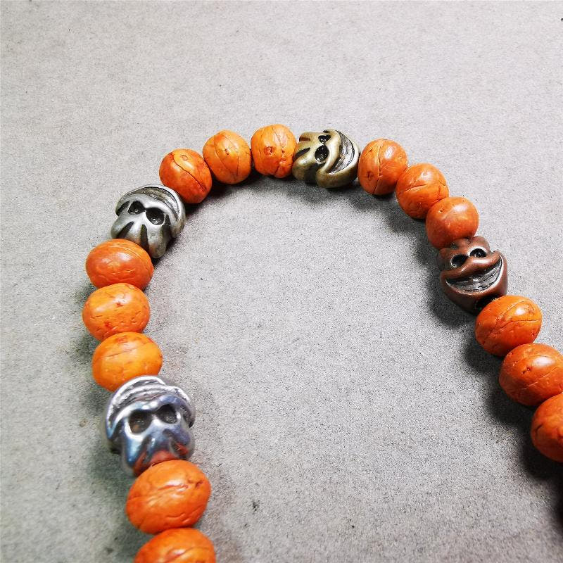 Skull Citipati Beads 0.47" - Tibetan Buddhist art, close-up detail