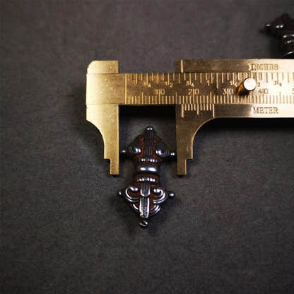 Iron Vajra Bell Amulet Set 1.1" - Tibetan Buddhist amulet, size reference