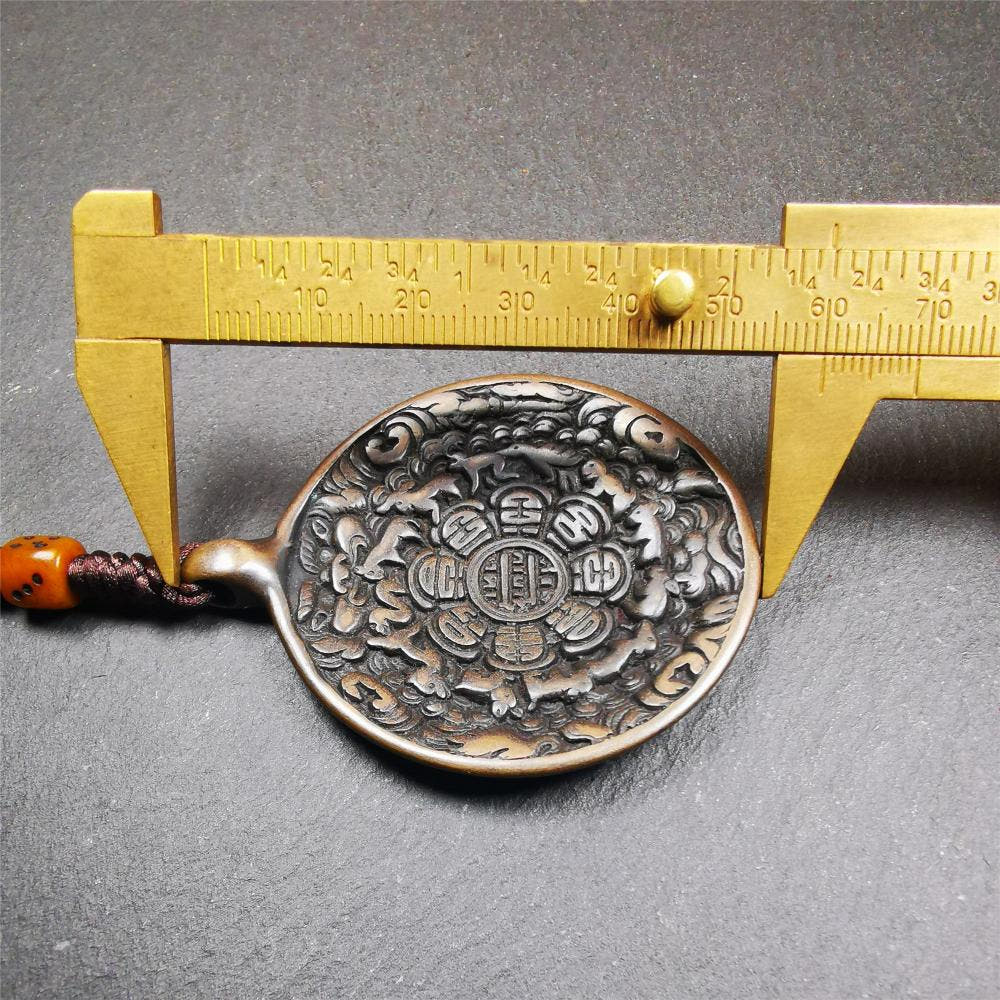 Copper Melong 1.88" - Tibetan Buddhist art, size reference