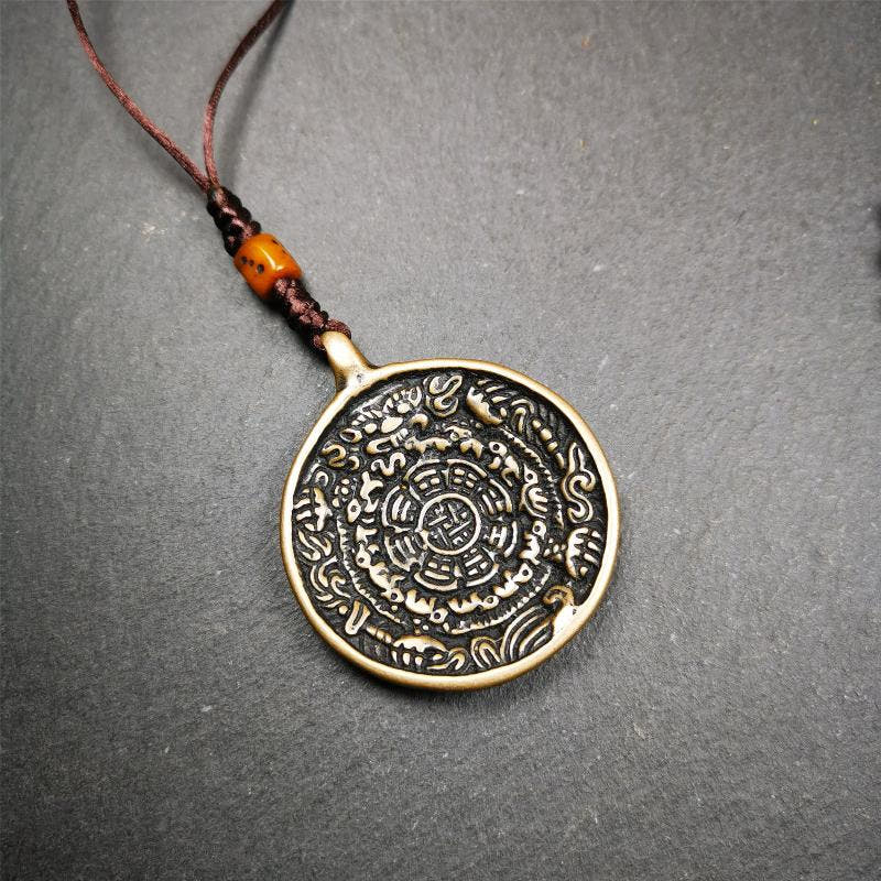 Copper Melong 1.77" - Tibetan Buddhist art, close-up detail