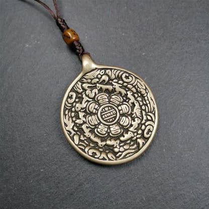 Copper Melong 1.93" - Tibetan Buddhist art, close-up detail