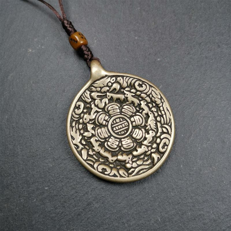 Copper Melong 1.93" - Tibetan Buddhist art, close-up detail
