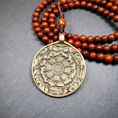 This unique tibetan calendar melong badge was handmade by Tibetan Artist from Baiyu County. It's a Astrology Protective Amulet Pendant,made of brass,the front pattern is Tibetan Budhist Protective Amulet Pendant - SIPAHO.