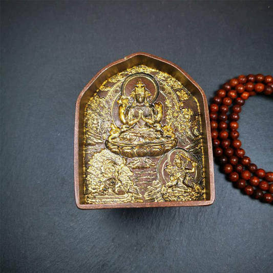 Three Great Bodhisattvas,Chenrezig,Manjushri,Vajrapani, Tsa Tsa Mold - Tibetan tsa tsa mold, front view