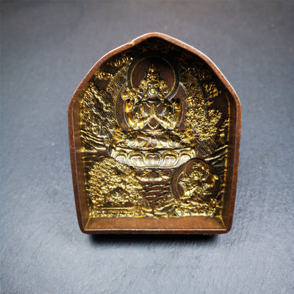 This unique Three Great Bodhisattvas (Chenrezig,Manjushri,Vajrapani) Tsa-Tsa buddha statue mold is made by Tibetan craftsmen in Hepo Township, Baiyu County. With this exquisite mold, you can use clay to make your own Buddha statue as a decoration or consecration. The statue that you make from your moulds can be left plain or painted.