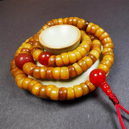 Bevel Cut Yak Bone Mala 0.32" - Tibetan Buddhist mala beads, view 6