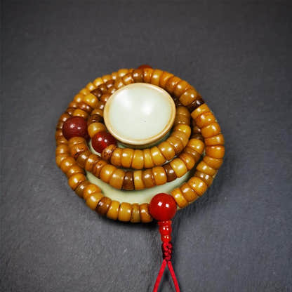 Bevel Cut Yak Bone Mala 0.32" - Tibetan Buddhist mala beads, view 7