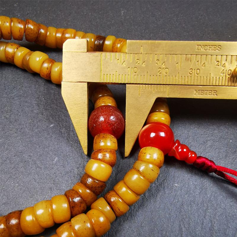 Bevel Cut Yak Bone Mala 0.32" - Tibetan Buddhist mala beads, view 9