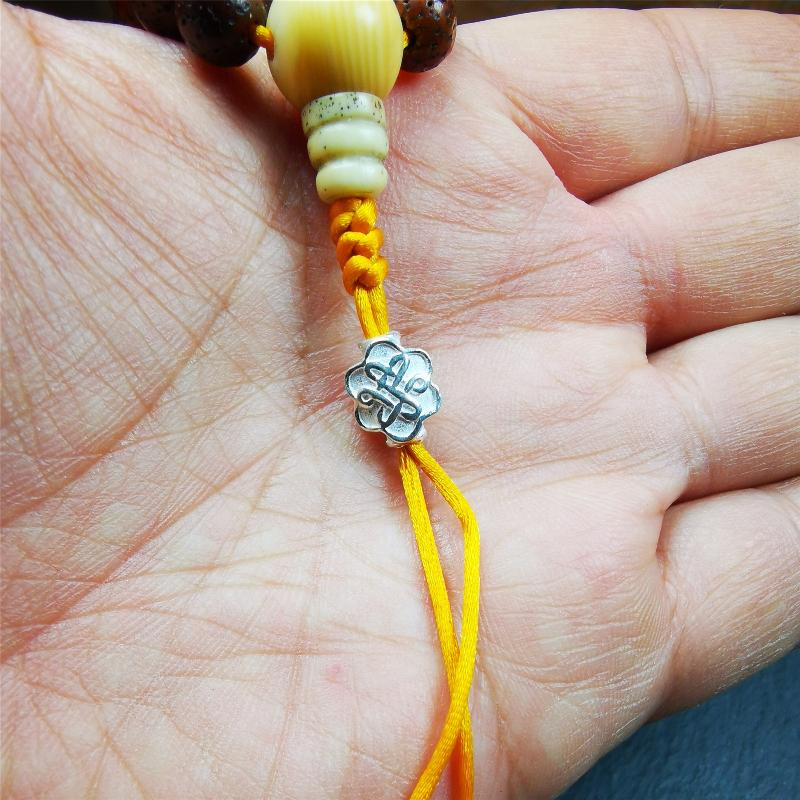 Sterling Silver Lucky Knot Bead,0.4" - Tibetan Buddhist art, view 4