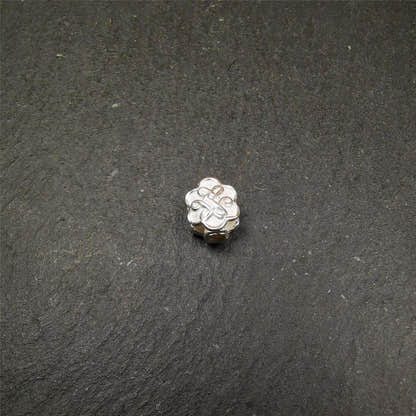 Sterling Silver Lucky Knot Bead,0.4" - Tibetan Buddhist art, view 12
