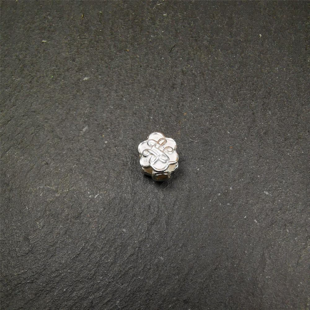 Sterling Silver Lucky Knot Bead,0.4" - Tibetan Buddhist art, view 6