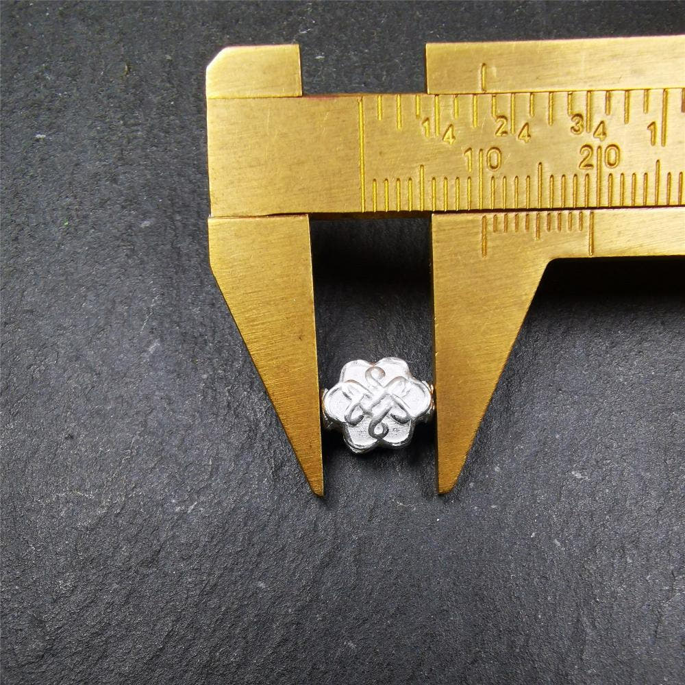 Sterling Silver Lucky Knot Bead,0.4" - Tibetan Buddhist art, view 10