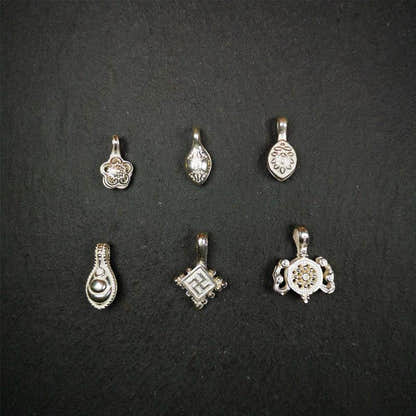 Silver Bead Counter Clips - Tibetan Buddhist art, detailed view