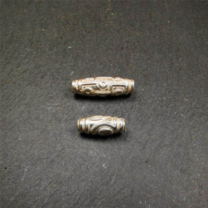 Sterling Silver Dzi Bead - Tibetan dzi bead, view 8