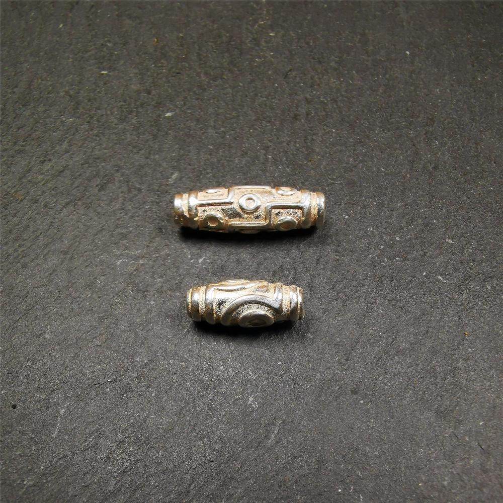 Sterling Silver Dzi Bead - Tibetan dzi bead, view 8