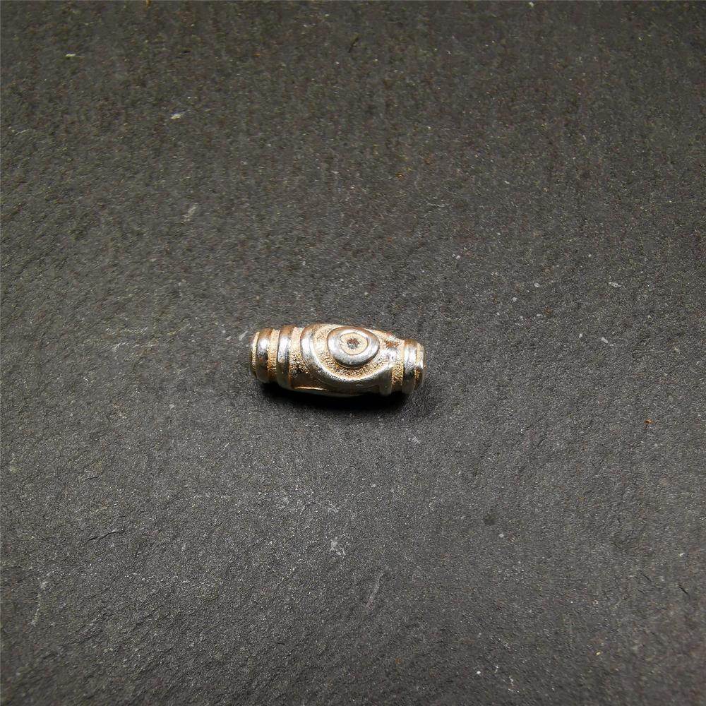 Sterling Silver Dzi Bead - Tibetan dzi bead, view 10