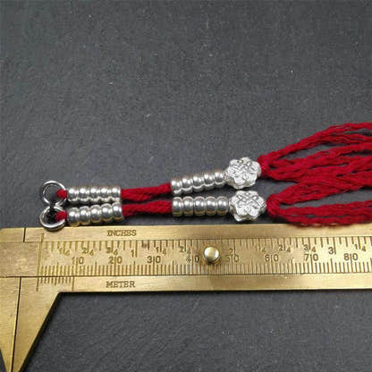 5mm Sterling Silver Prayer Bead Counters with Lucky Knot Pendant - Tibetan Buddhist art, view 7