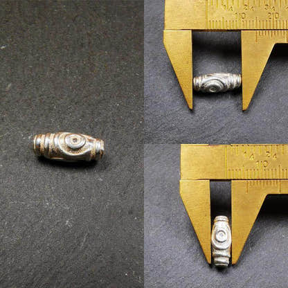 Sterling Silver Dzi Bead - Tibetan dzi bead, view 11