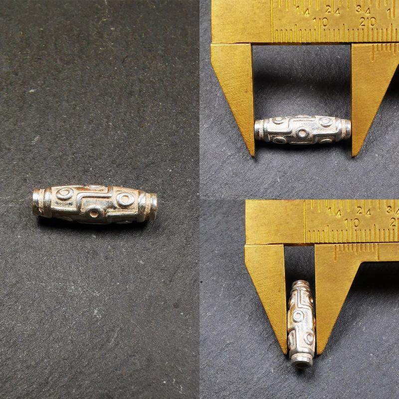 Sterling Silver Dzi Bead - Tibetan dzi bead, view 12