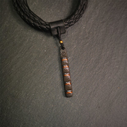 This unique Ladder pendant is made by Tibetan craftsmen. It is made of cold iron and copper, black color,the shape is Tibetan Ladder of Heaven,length is 45mm. You can make it into a pendant,keychain, or just put it on your desk,as an ornament.