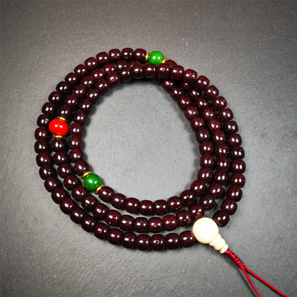 This mala is made by Tibetan craftsmen and come from Hepo Town, Baiyu County,Tibet, the birthplace of the famous Tibetan handicrafts. It's composed of 108 pcs 10mm lotus seed beads,with agate and turquoise beads.